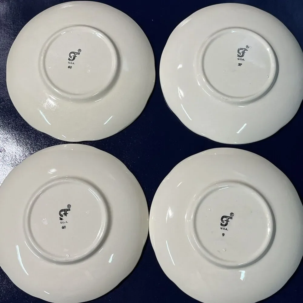 VTG Franciscan Desert Rose Tea Cups & Saucers Set Of 4 Hand Painted USA‎